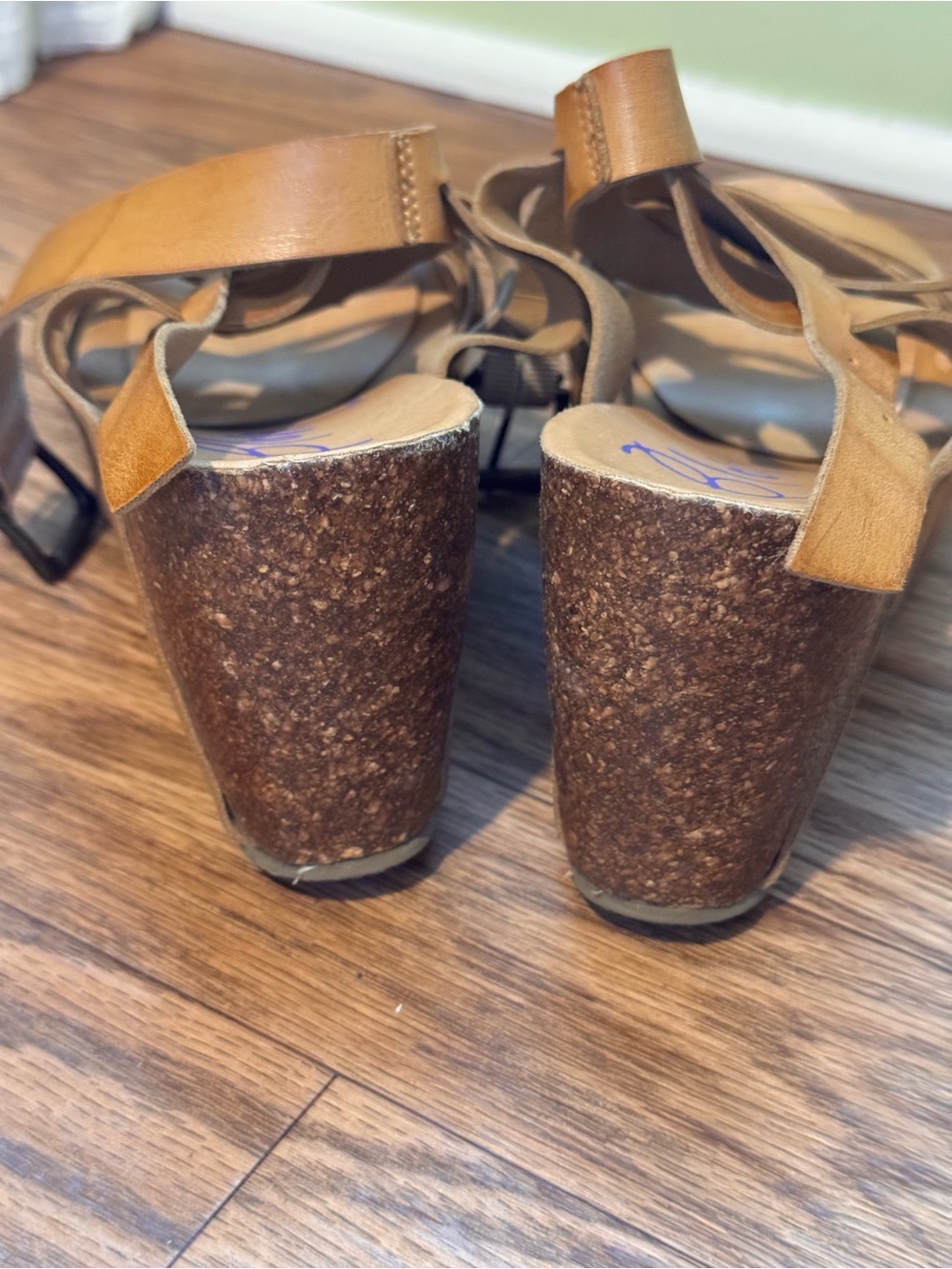 Blowfish Tan Strappy Cork-Effect Wedge Sandals - Picture 5 of 6